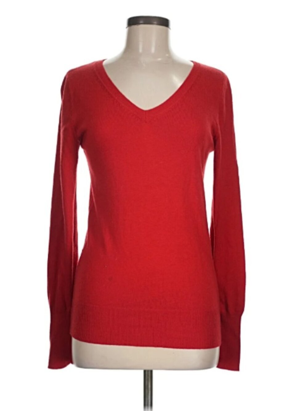 Mossimo Women's Sz Medium V-Neck Sweater Solid Red Long Sleeve Nylon Rayon Modal